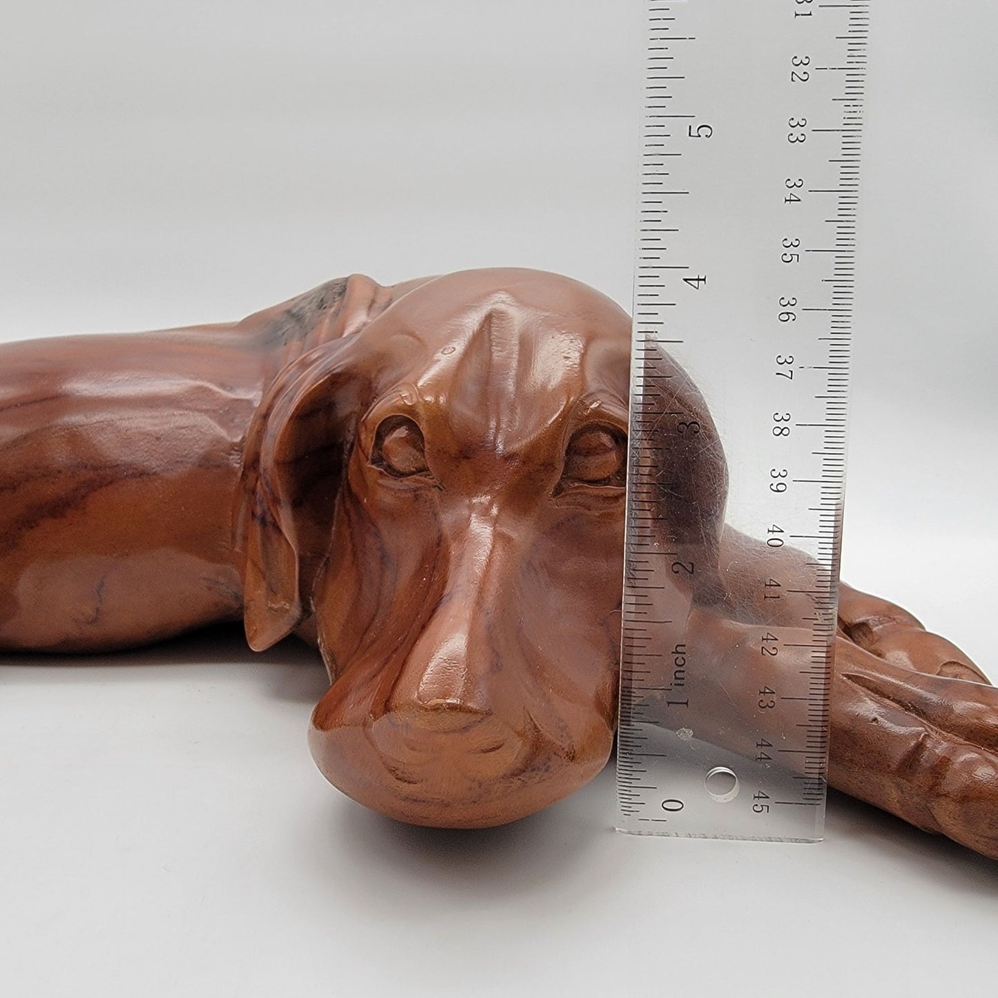 OOAK Large Hand-Carved Wood Hunting Hound Dog Sculpture