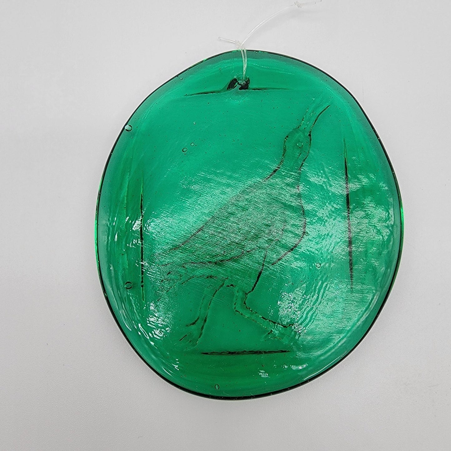 Vintage Blenko Glass Green Suncatcher Shore Bird