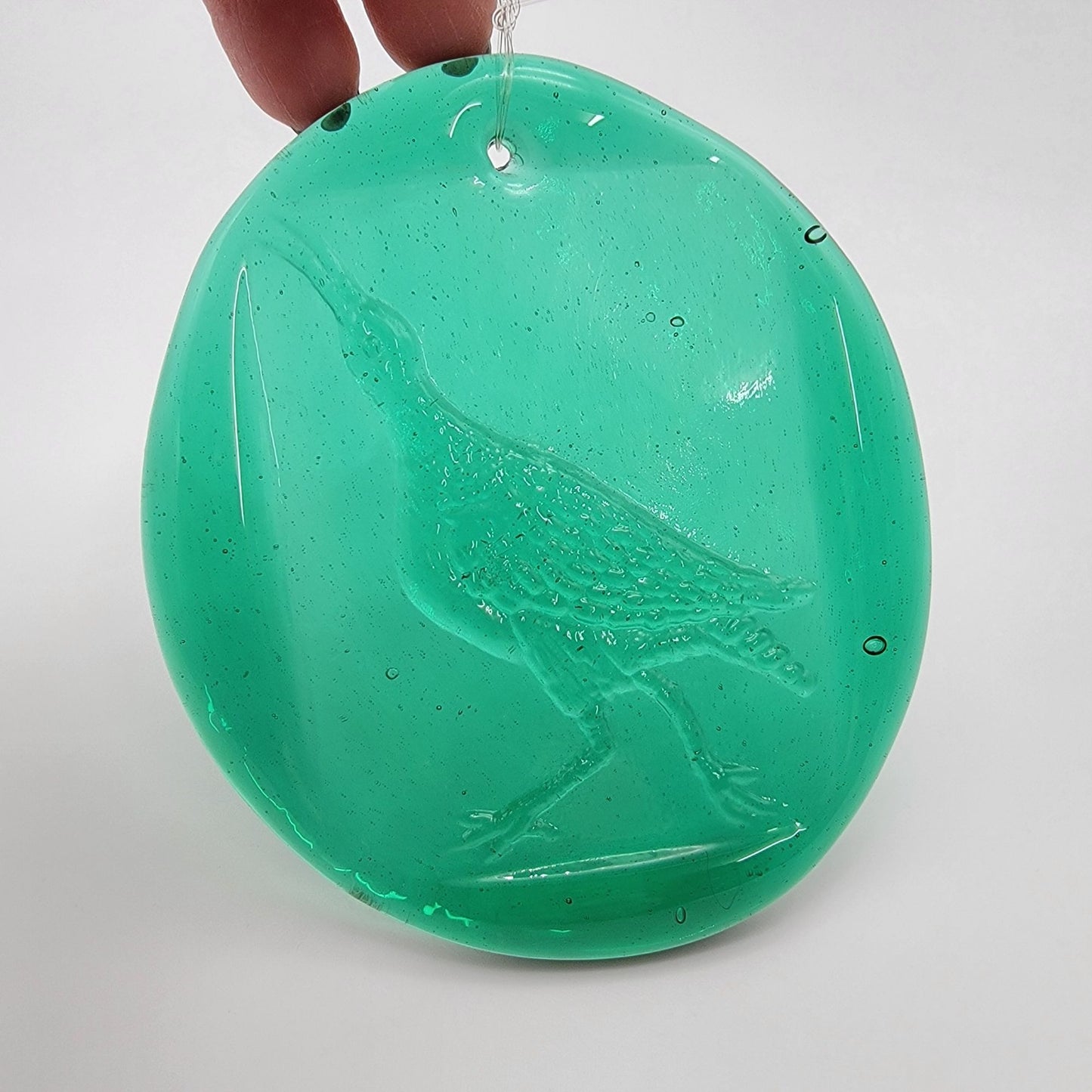 Vintage Blenko Glass Green Suncatcher Shore Bird