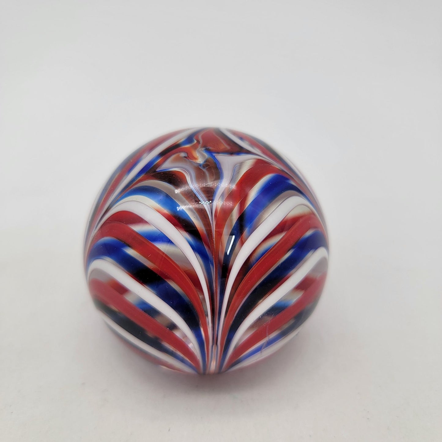 Vintage Joe Hamon MMA Red White Blue Swirl Art Glass Paperweight
