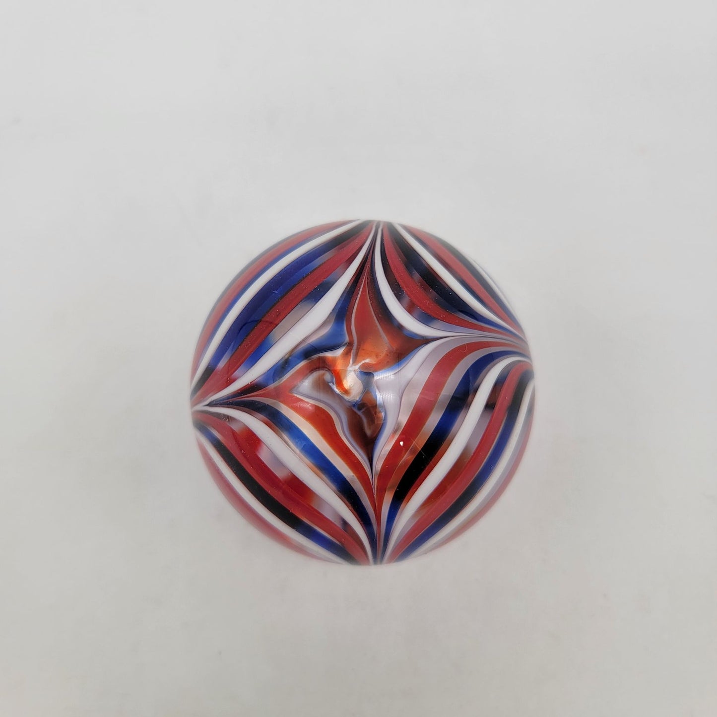 Vintage Joe Hamon MMA Red White Blue Swirl Art Glass Paperweight