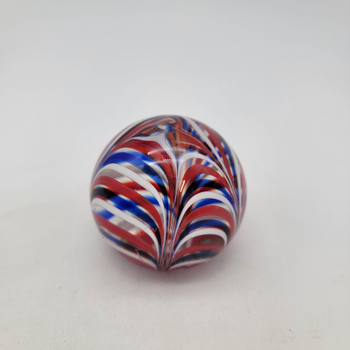 Vintage Joe Hamon MMA Red White Blue Swirl Art Glass Paperweight