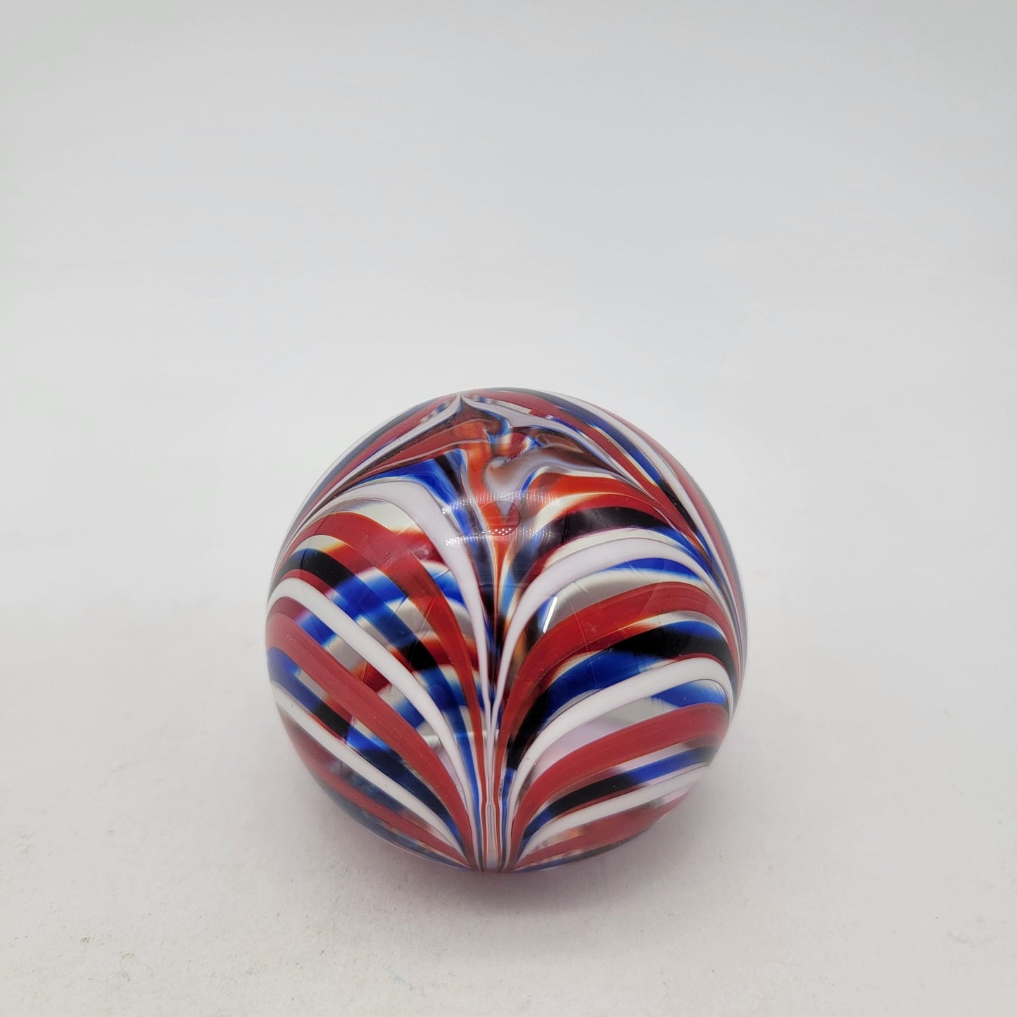 Vintage Joe Hamon MMA Red White Blue Swirl Art Glass Paperweight