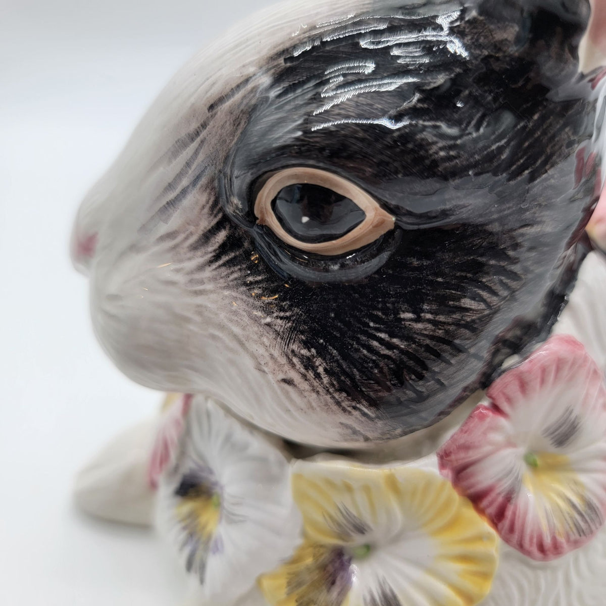 1990 Fitz & Floyd Pansy Parade Black and White Rabbit Figure