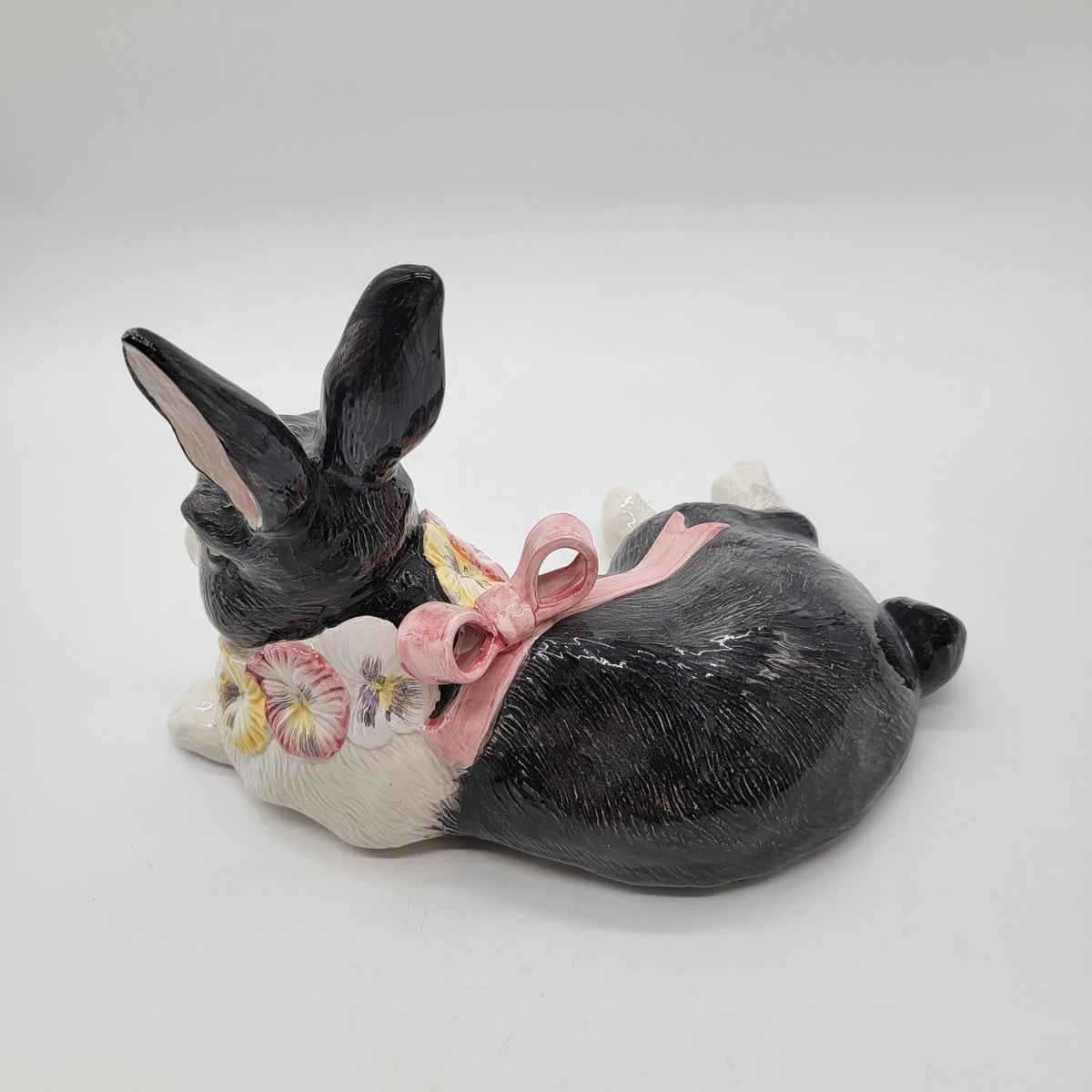 1990 Fitz & Floyd Pansy Parade Black and White Rabbit Figure