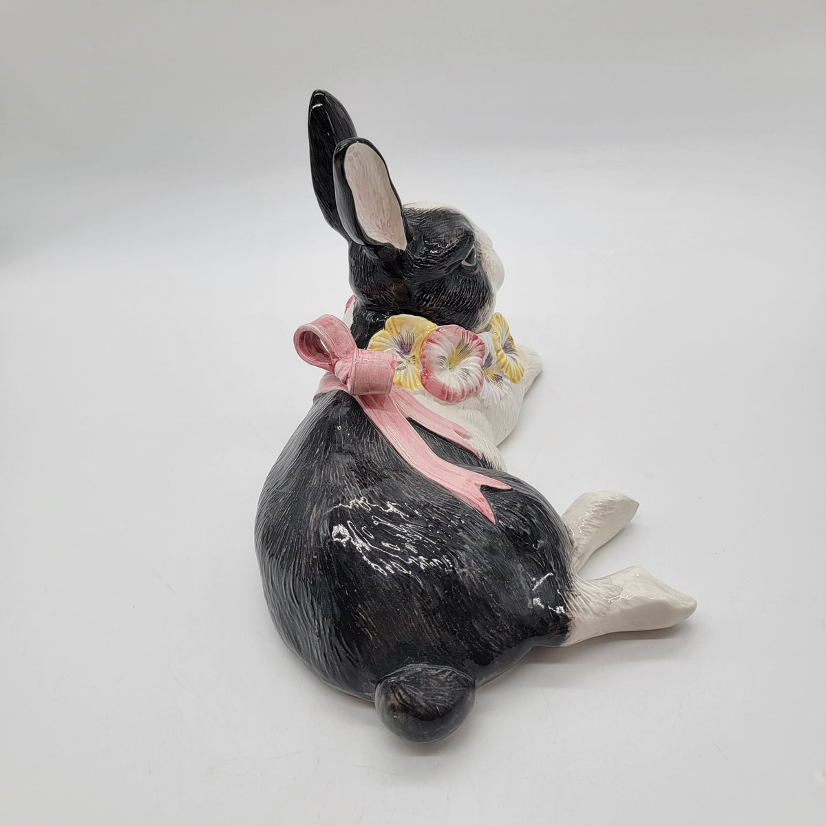 1990 Fitz & Floyd Pansy Parade Black and White Rabbit Figure