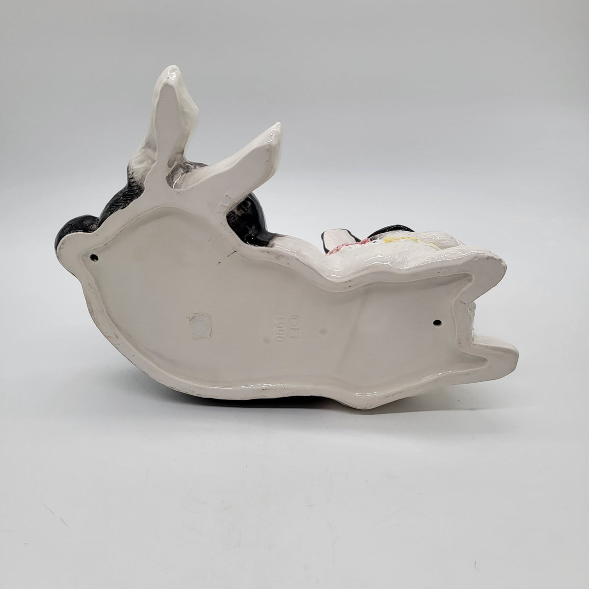 1990 Fitz & Floyd Pansy Parade Black and White Rabbit Figure