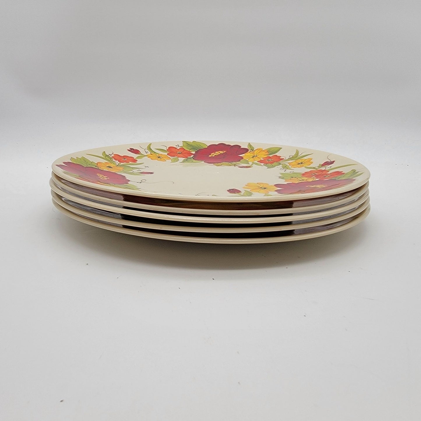 Set of 5 Laurie Gates  Laura Poppy Flower Melamine Plates