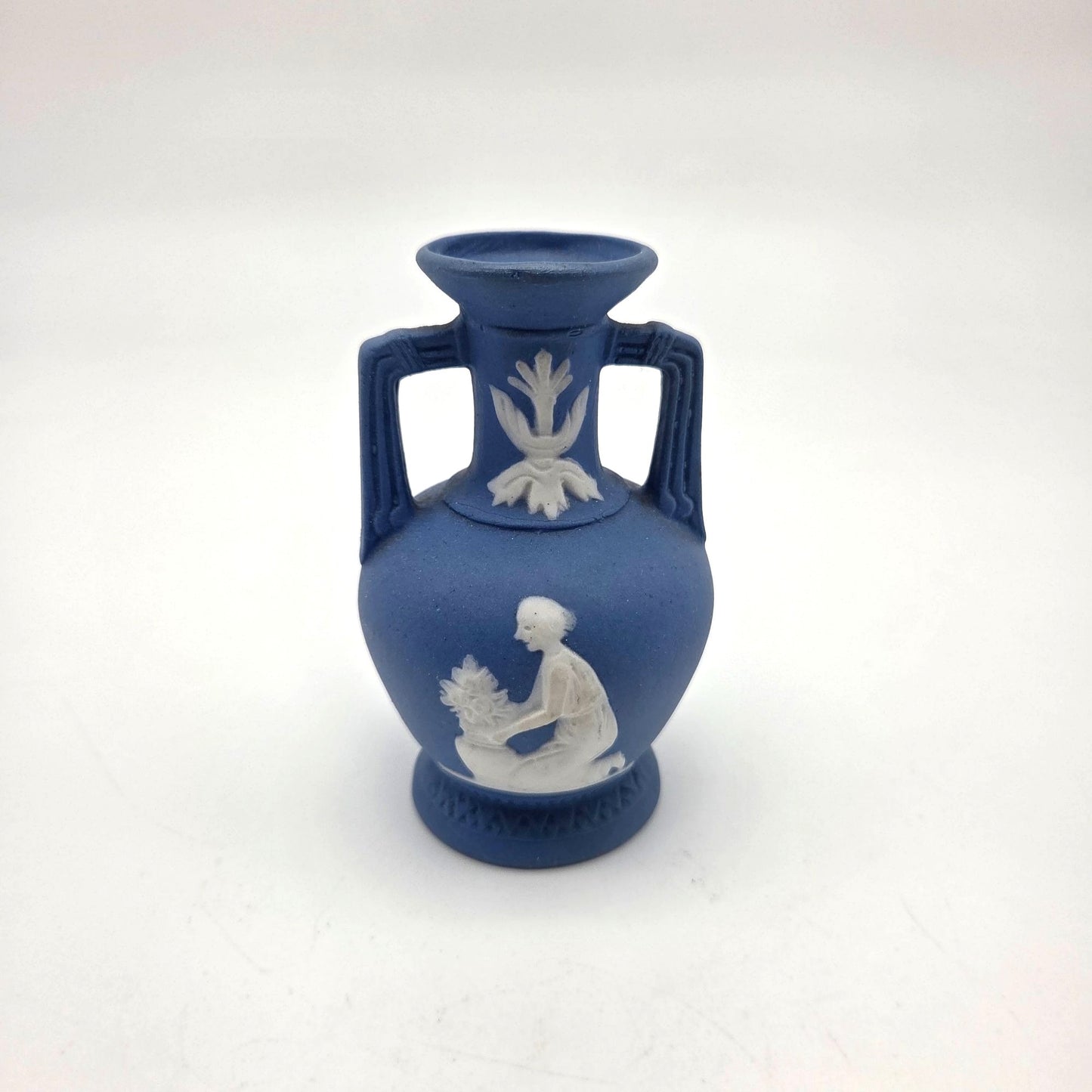 Vintage Blue Jasperware Miniature Bud Vase Hellenic Maiden