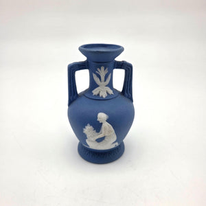 Vintage Blue Jasperware Miniature Bud Vase Hellenic Maiden