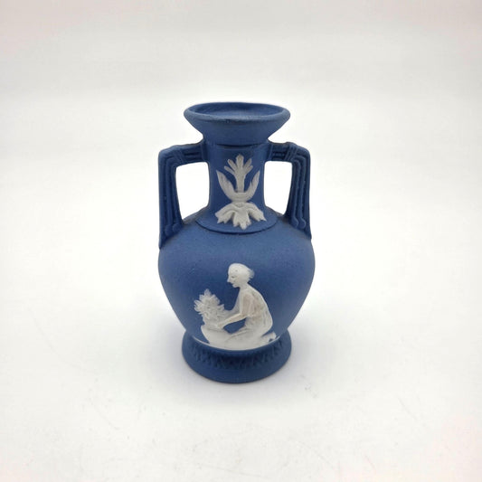 Vintage Blue Jasperware Miniature Bud Vase Hellenic Maiden