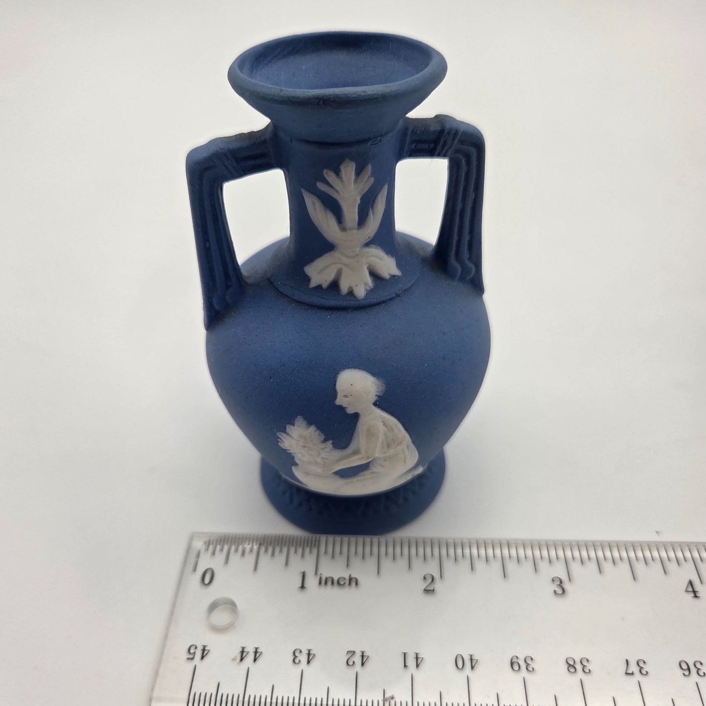 Vintage Blue Jasperware Miniature Bud Vase Hellenic Maiden