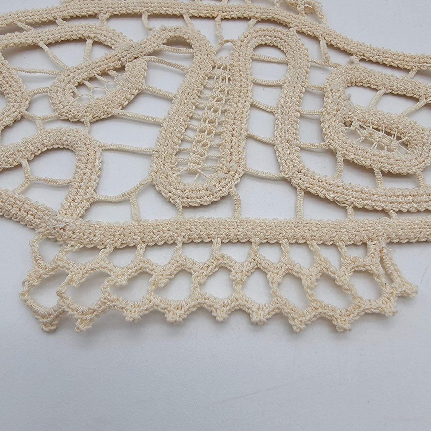 Vintage Lace Filet Crocheted Fish Doily