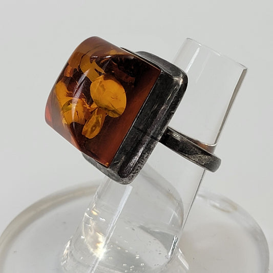 Baltic Amber Square 925 Sterling Silver Ring