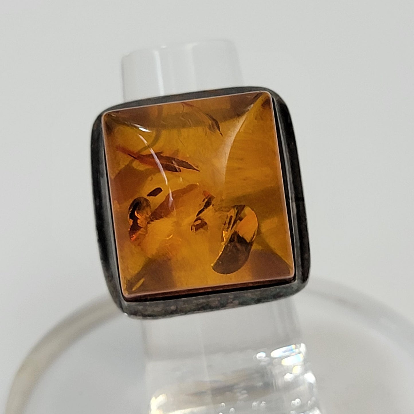 Baltic Amber Square 925 Sterling Silver Ring
