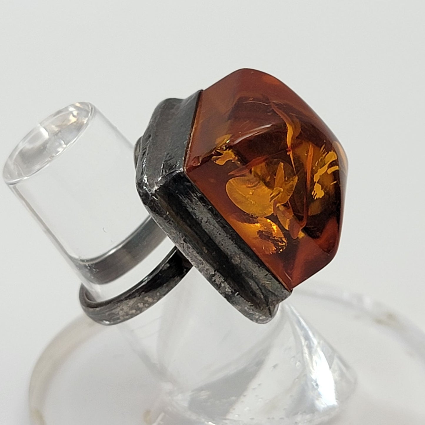 Baltic Amber Square 925 Sterling Silver Ring