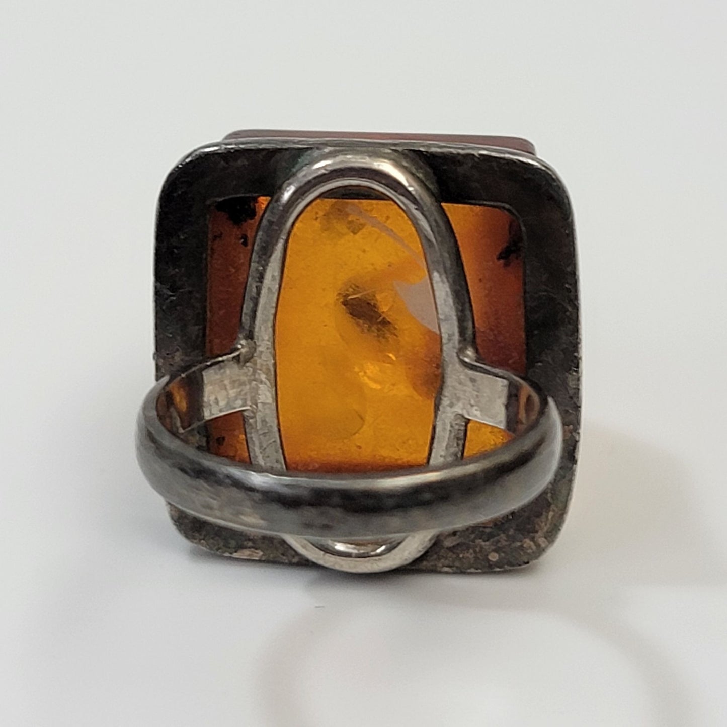 Baltic Amber Square 925 Sterling Silver Ring