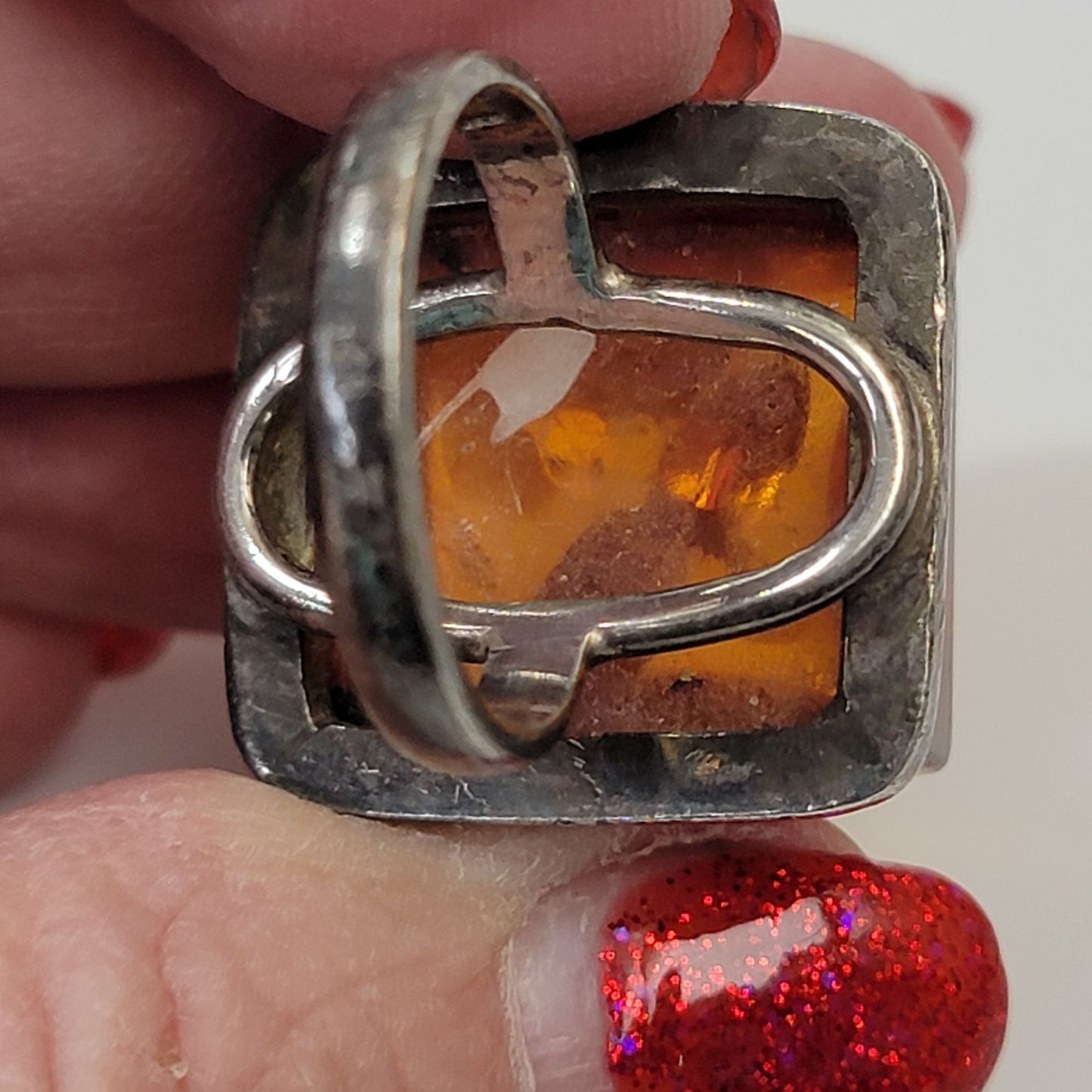 Baltic Amber Square 925 Sterling Silver Ring