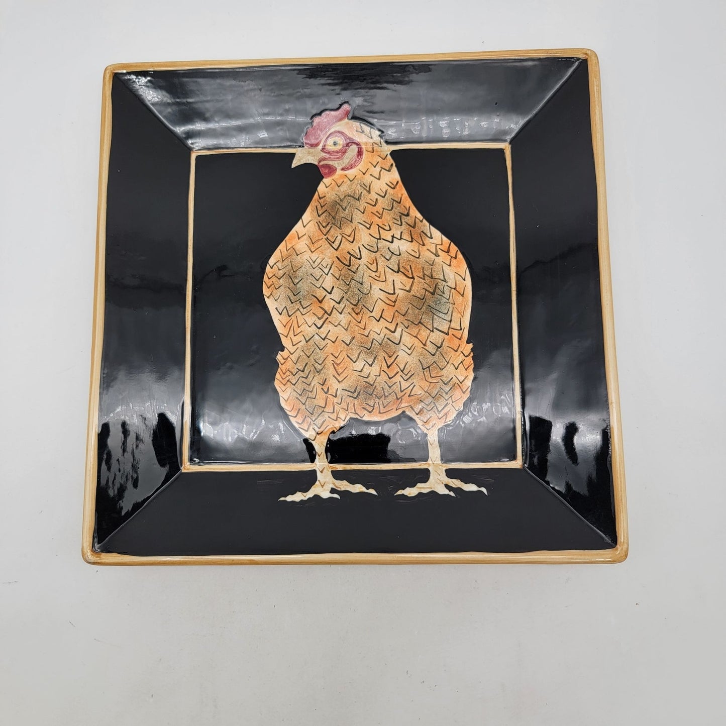 Judy Shelly Handcrafted Chicken Square Plate