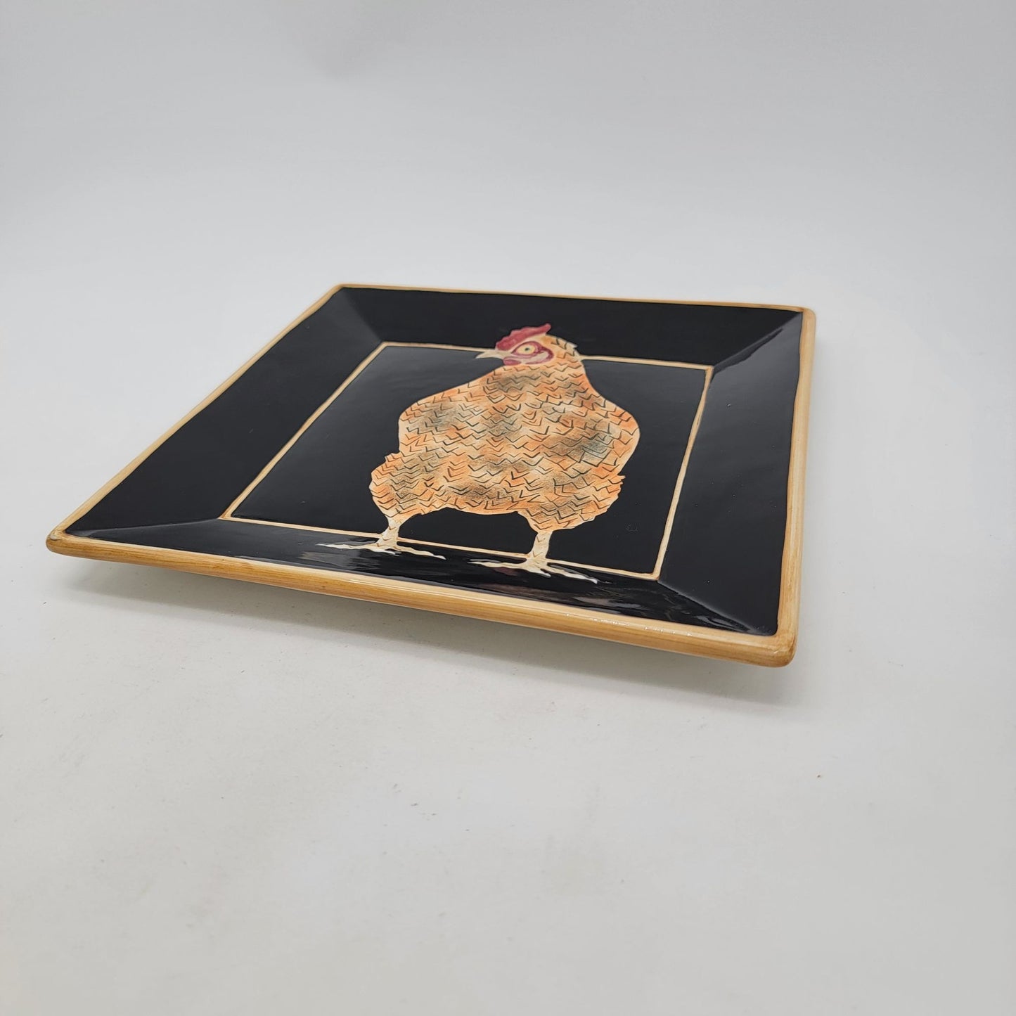 Judy Shelly Handcrafted Chicken Square Plate