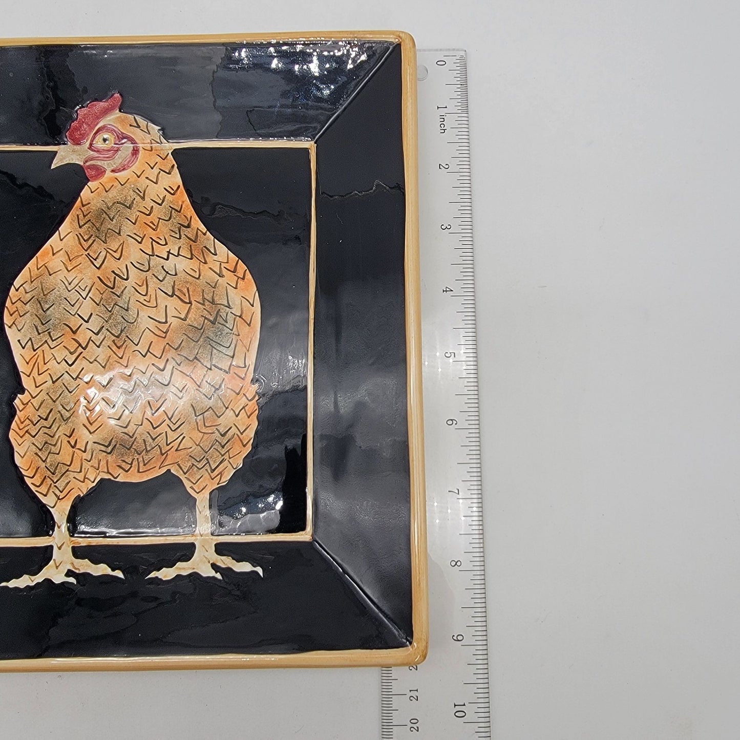 Judy Shelly Handcrafted Chicken Square Plate