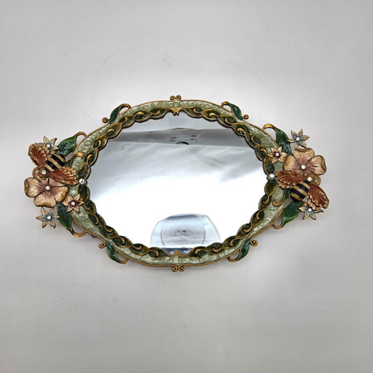 Bees and Flowers Enameled Vanity Mirror