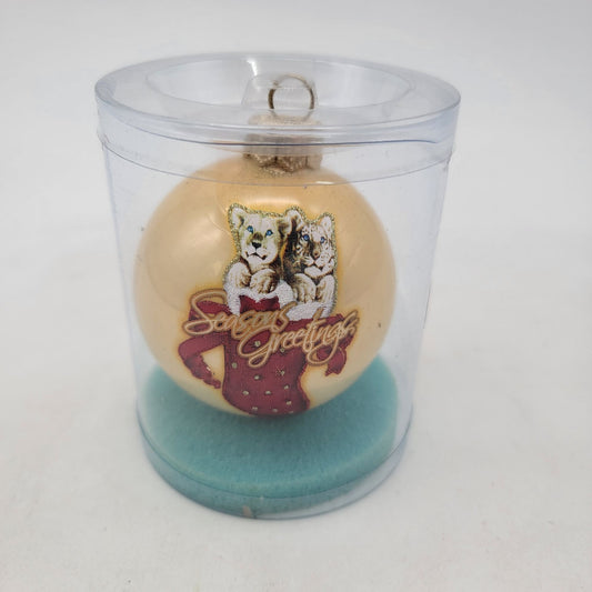 Siegfried & Roy Mirage Las Vegas Glass Ornament "Seasons Greetings"