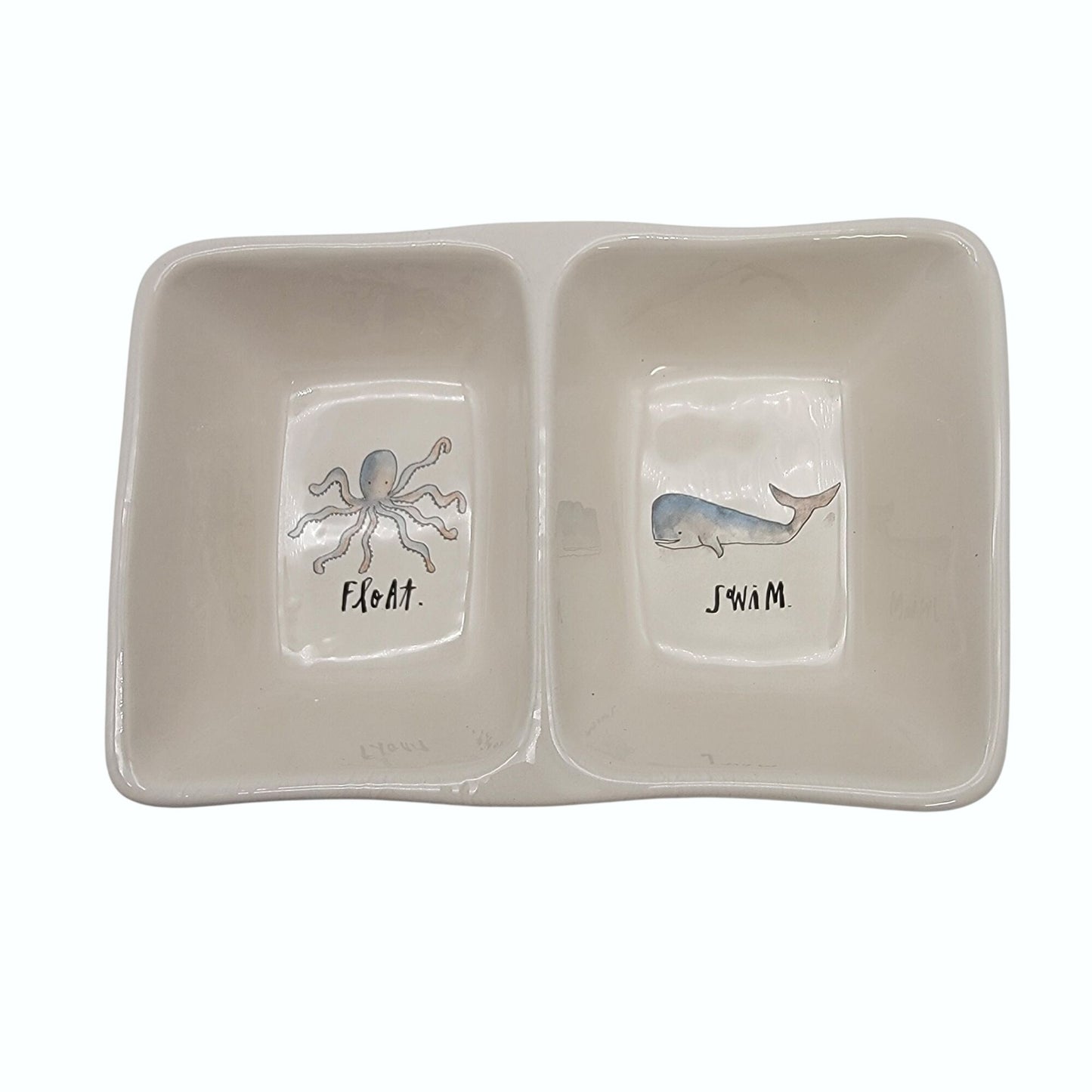 Rae Dunn Float Swim Divided Dish Octopus and Whale