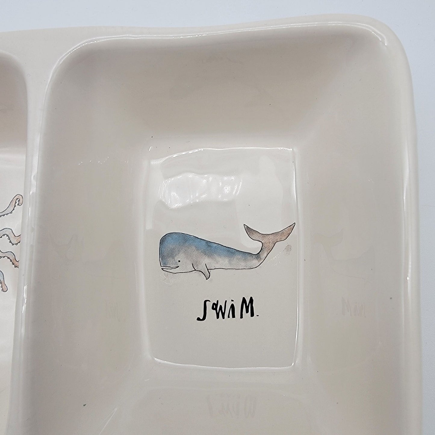 Rae Dunn Float Swim Divided Dish Octopus and Whale