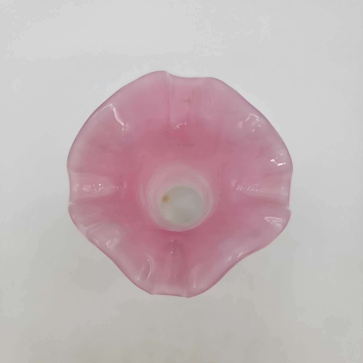 Victorian Ruffled Ombre Pink Art Glass Vase