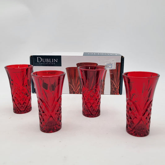 Set Of Four Dublin Collection Red Vodka Shooters By Shannon Godinger