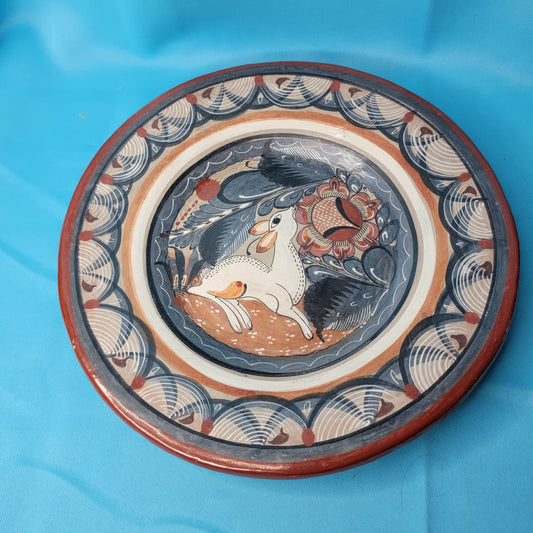 Large Tonala Pottery Plate with Deer