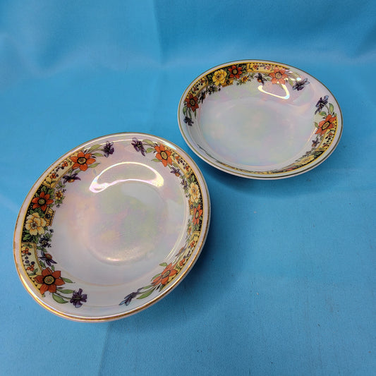 Pair of Mepoco Ware Czechoslovakian Lusterware Bowls