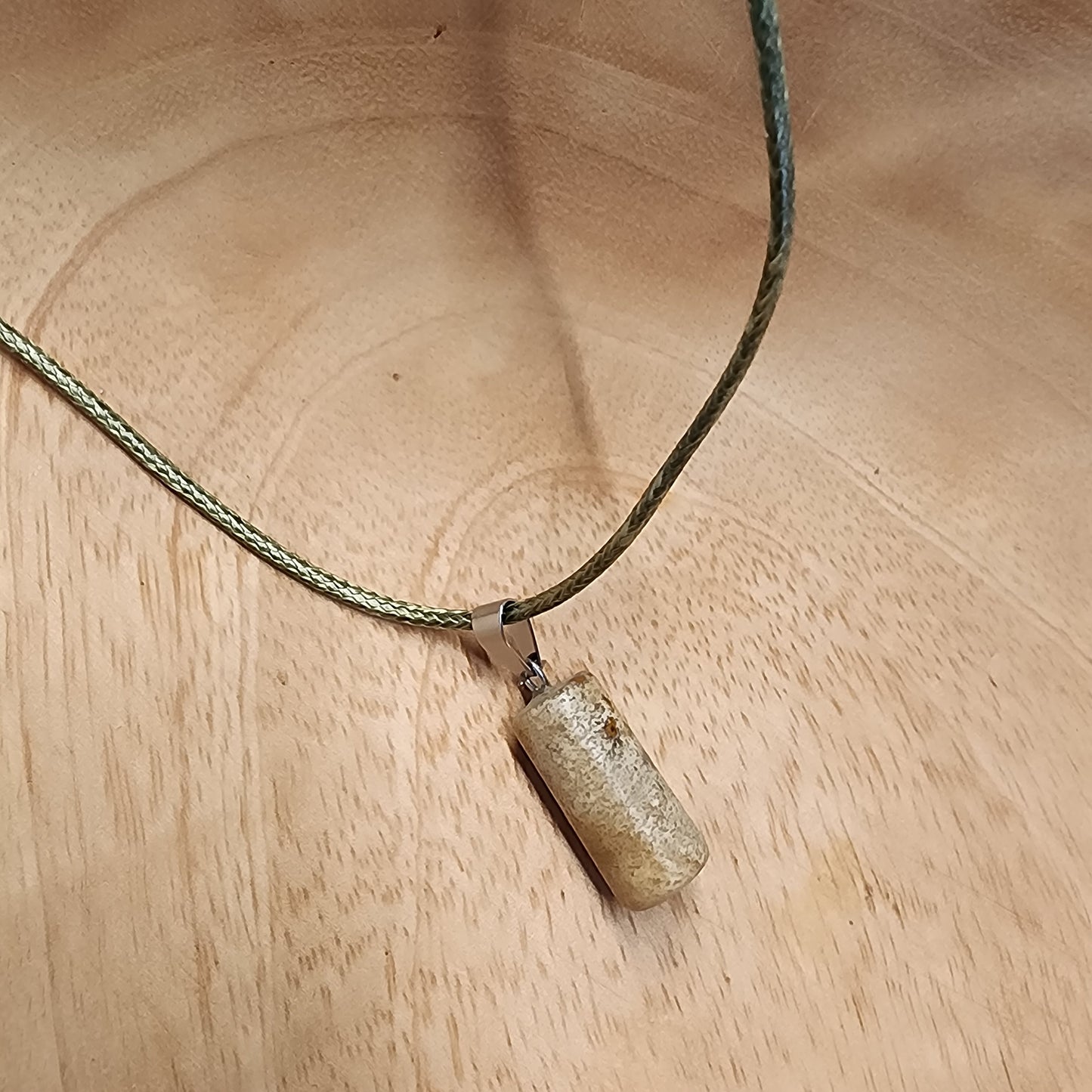 Picture Jasper Stone Cylinder Pendant