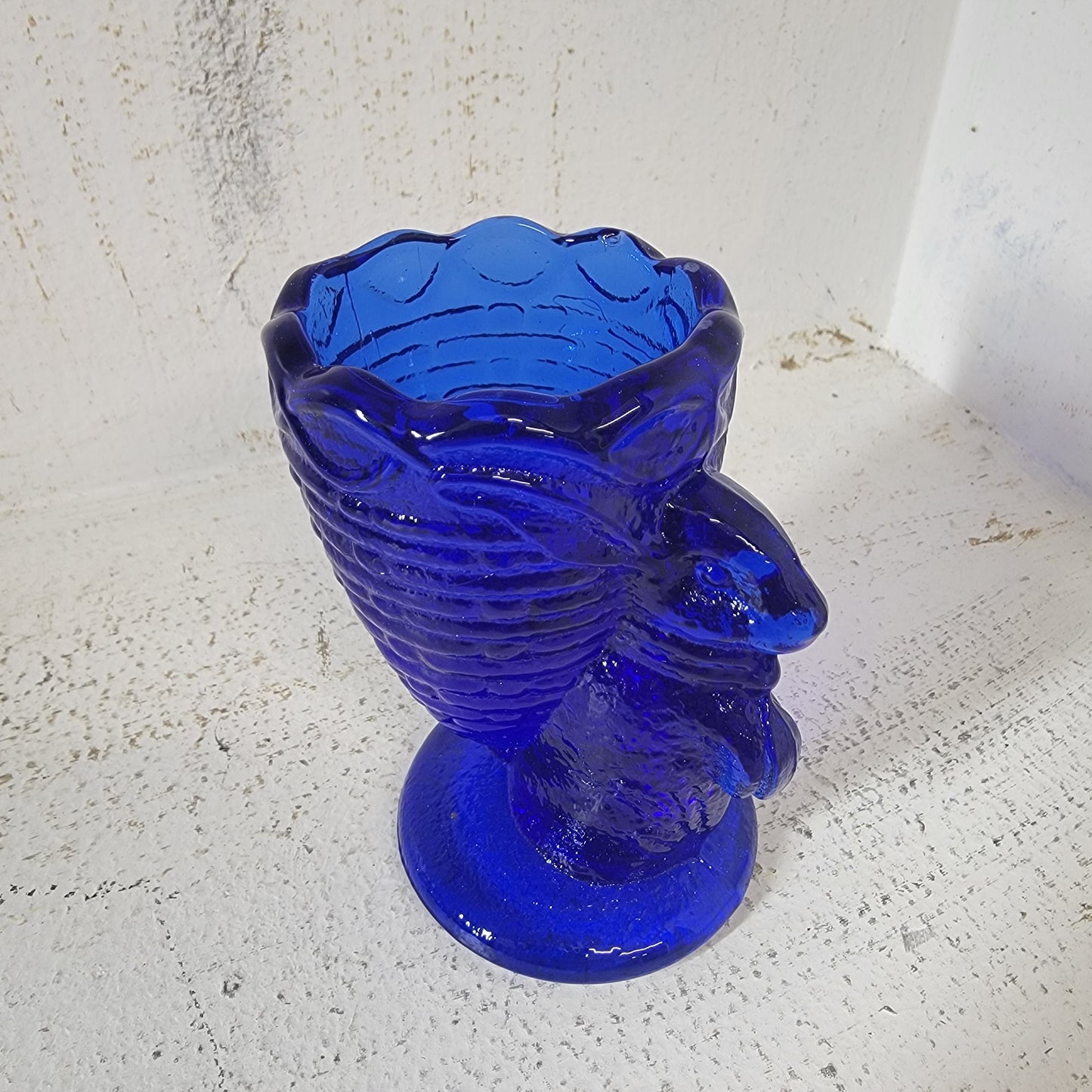 Fenton Glass Rabbit Egg Cup Cobalt Blue