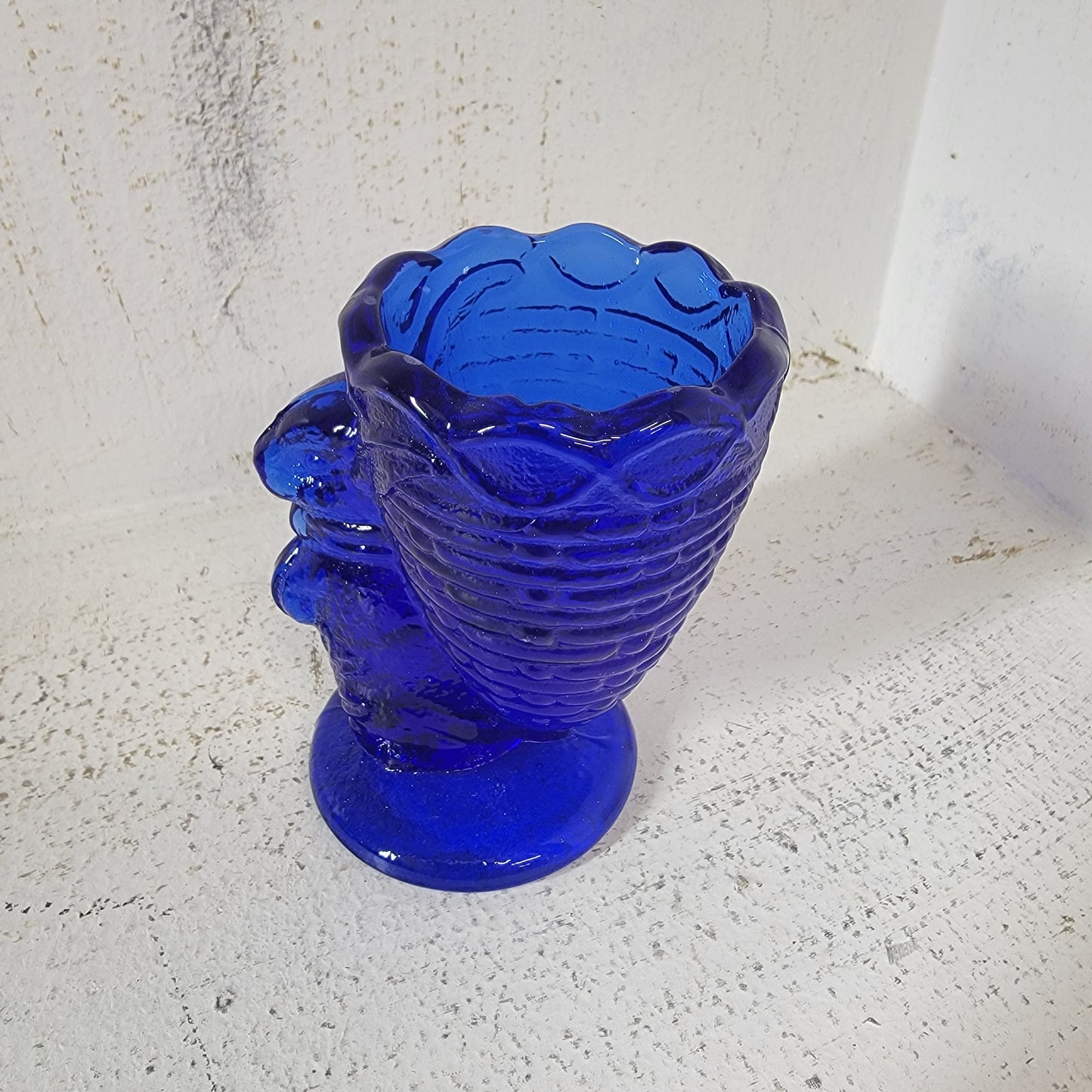 Fenton Glass Rabbit Egg Cup Cobalt Blue