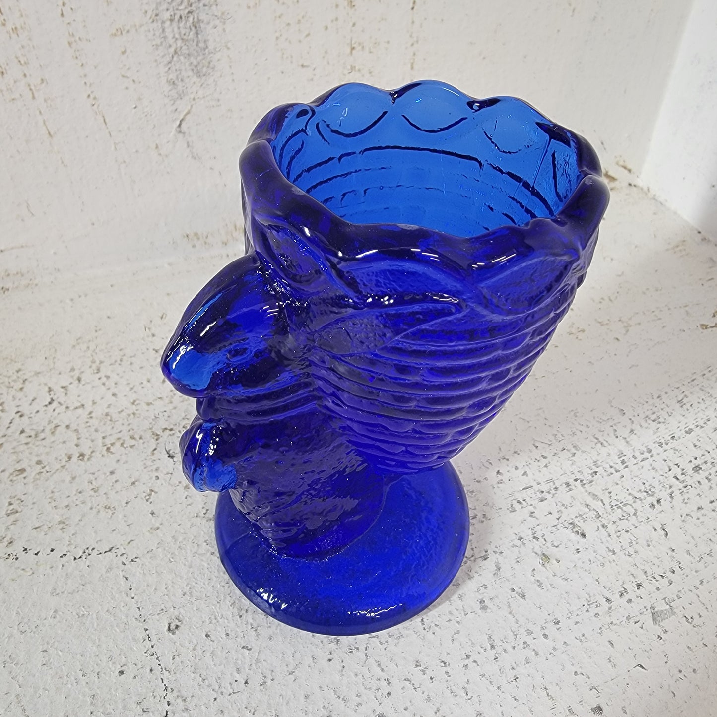 Fenton Glass Rabbit Egg Cup Cobalt Blue