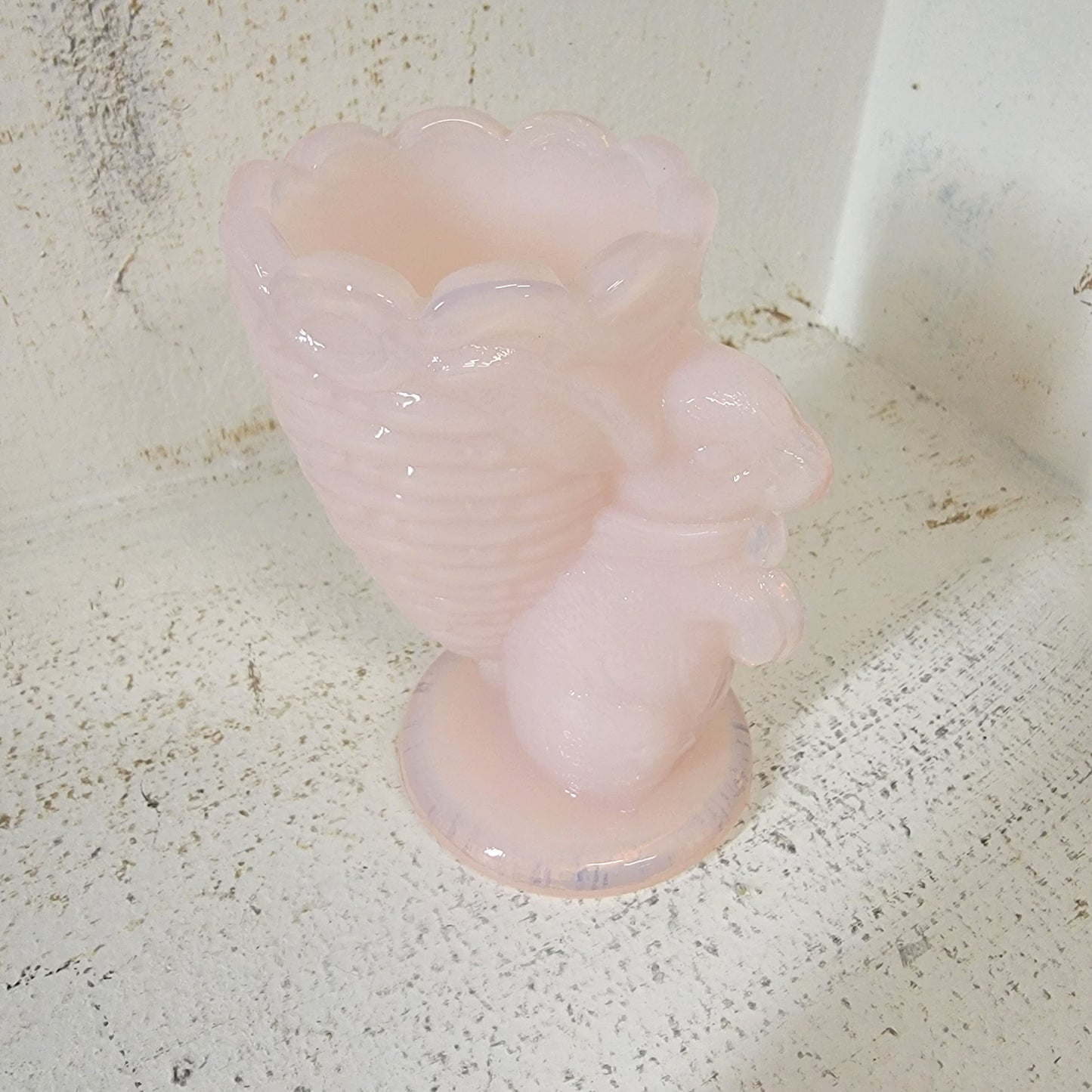 Fenton Glass Rabbit Egg Cup Pink