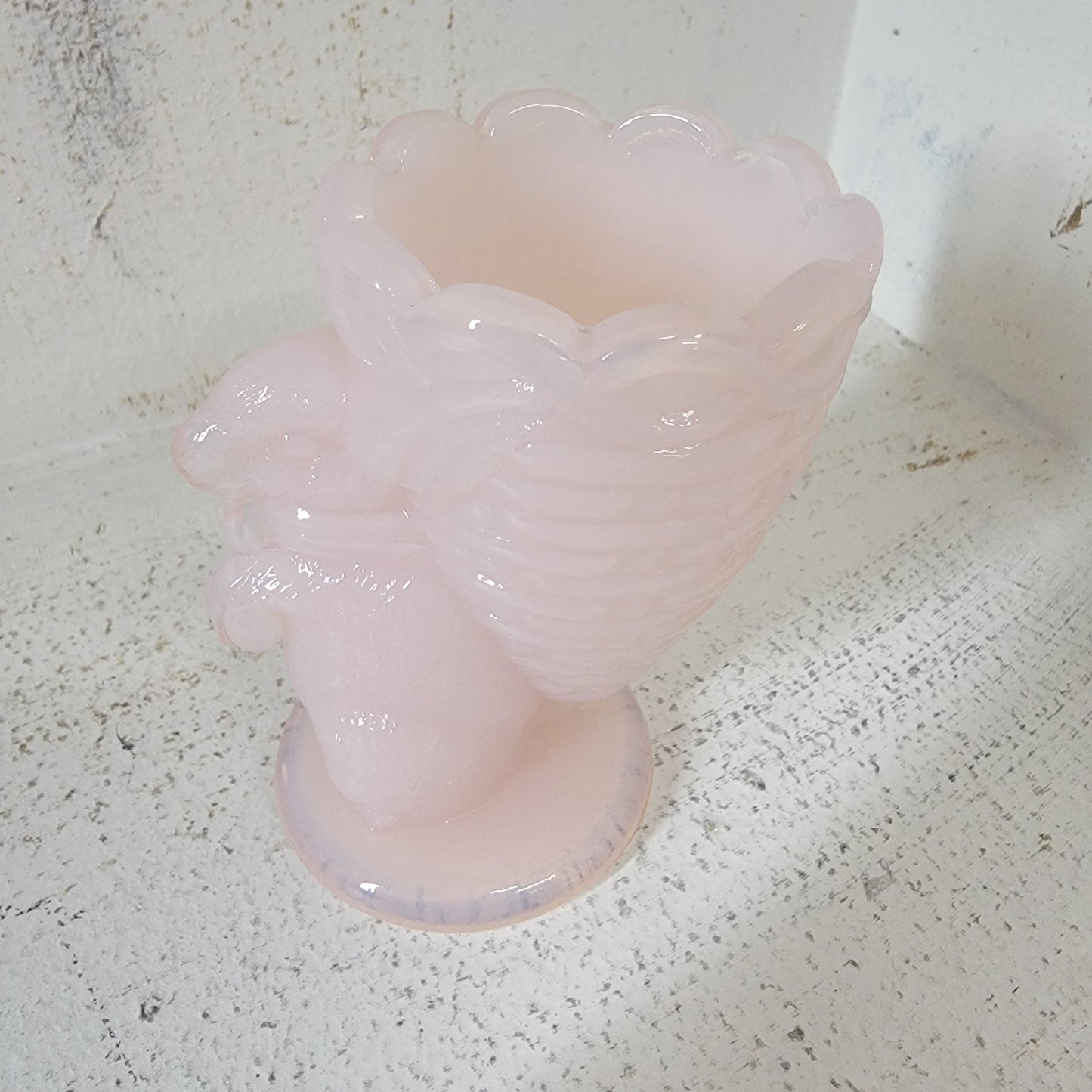 Fenton Glass Rabbit Egg Cup Pink