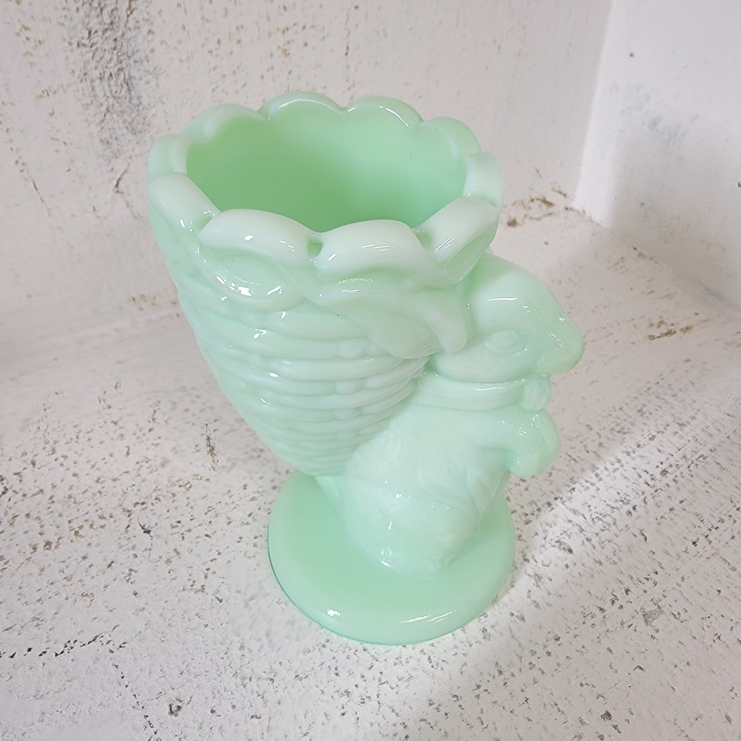 Fenton Glass Rabbit Egg Cup Jadeite Green