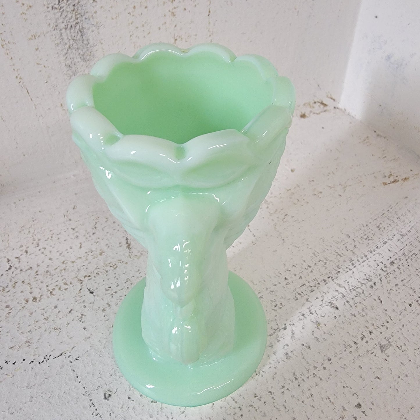 Fenton Glass Rabbit Egg Cup Jadeite Green