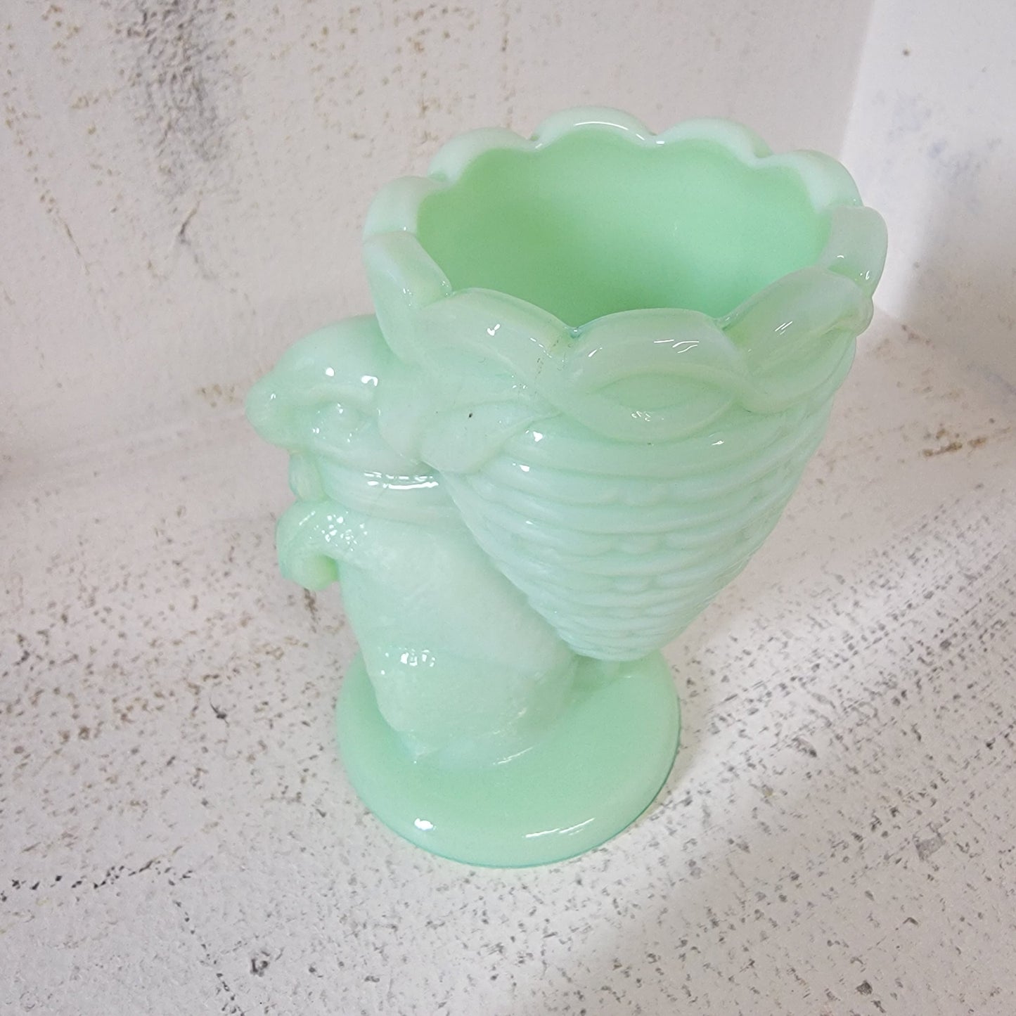 Fenton Glass Rabbit Egg Cup Jadeite Green