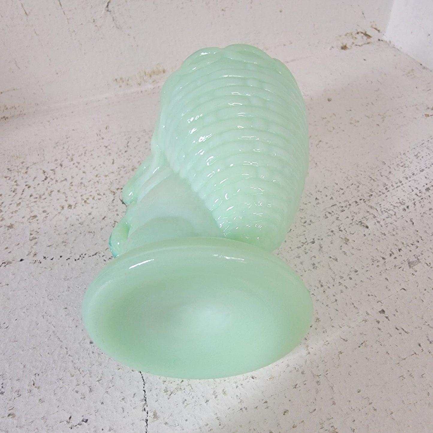 Fenton Glass Rabbit Egg Cup Jadeite Green