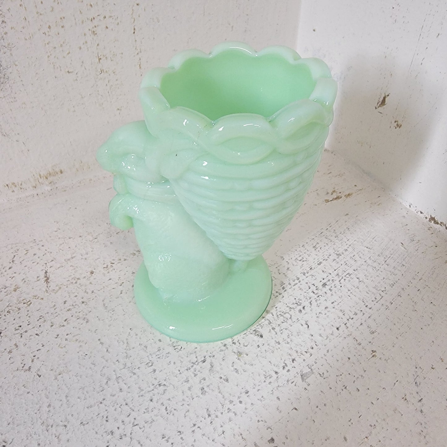 Fenton Glass Rabbit Egg Cup Jadeite Green