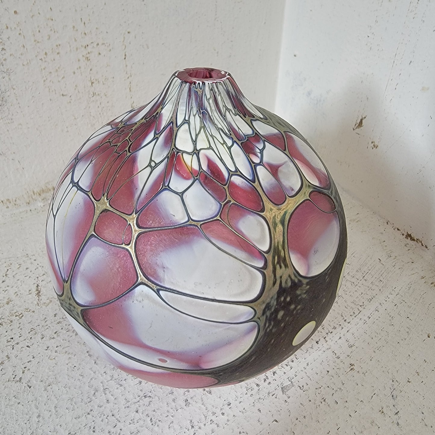 Pink Irridescent Blown Glass Oil Lamp