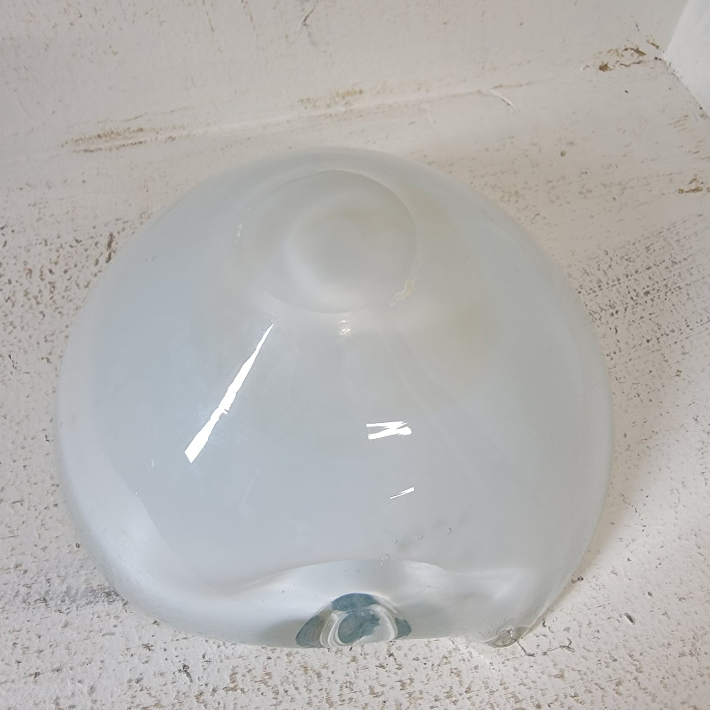 Murano Cased Glass Ashtray Blue and White