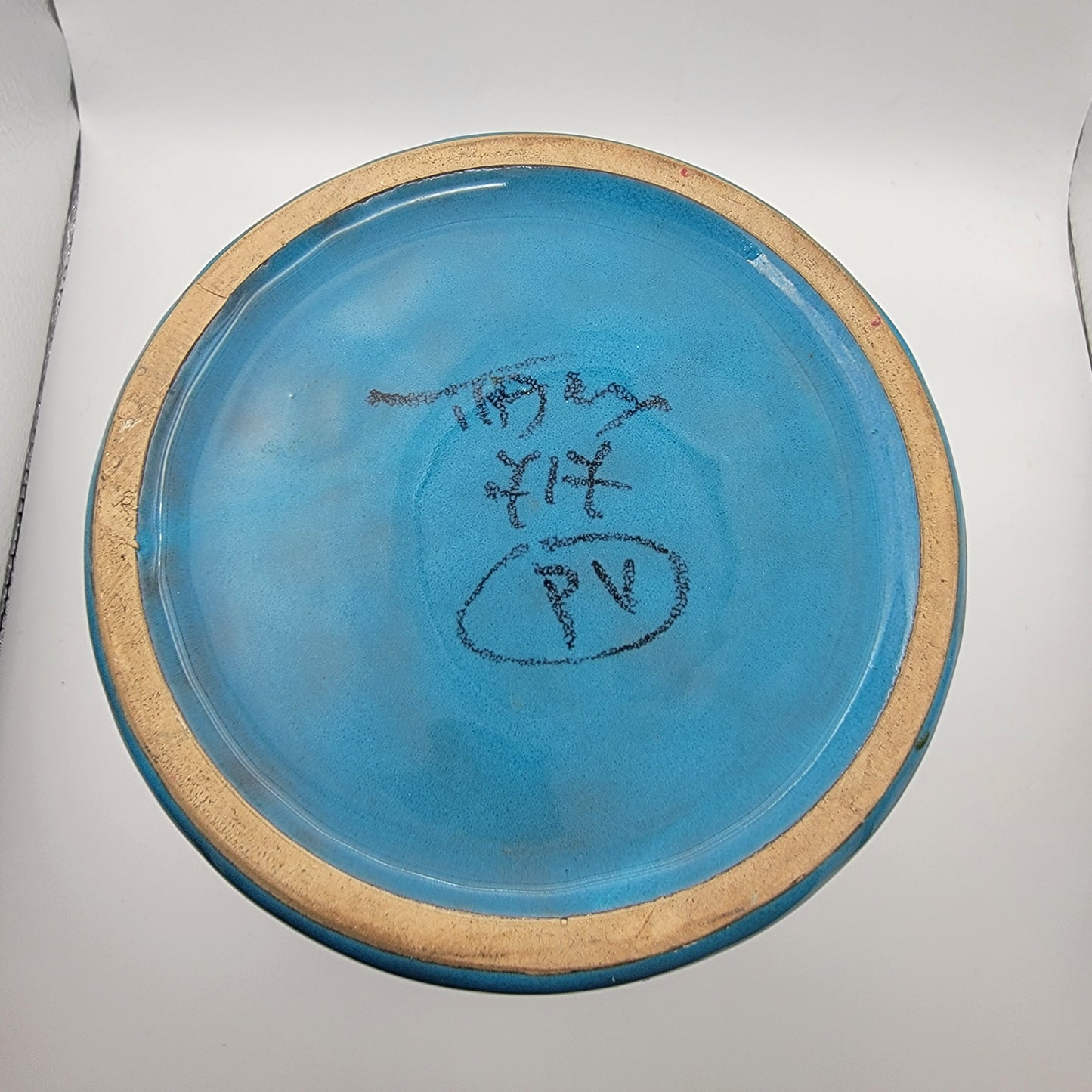 Italian Pleasant Village Blue Pottery Pitcher