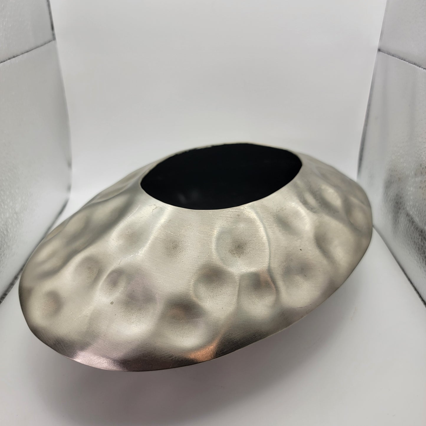 Hammered Metal Low Profile Planter