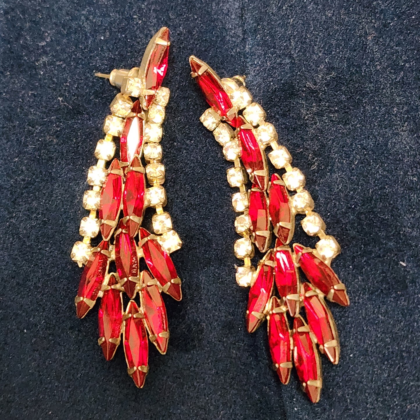 Red Rhinestone Drop Earrings