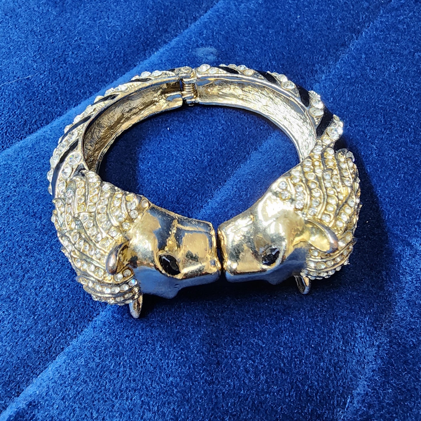 KJL Kenneth Jay Lane Lion Head Clamper Hinged Bracelet